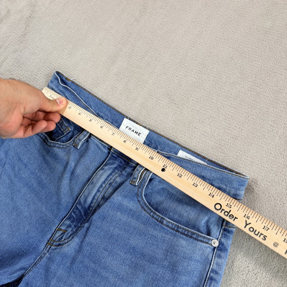 Frame Le Jane Ankle Straight Leg Jeans in Gloomy Skies Women 29 Raw Hem $318 - Picture 5 of 10